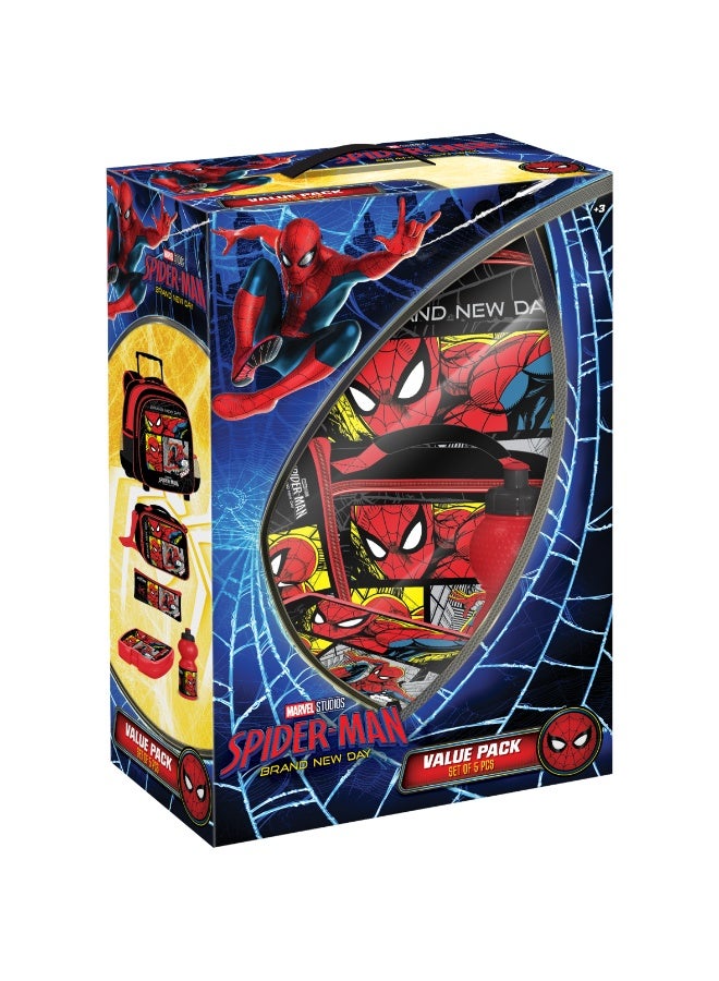 MARVEL Spider Man Brand New Day- 5 In 1 Value Pack (16" Trolley Bag) FKVPT16-527 - Image 1