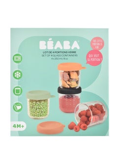 BEABA Set Of 4 Glass Baby Food Storage Jars, Sunrise, 250 ML  - Image 5