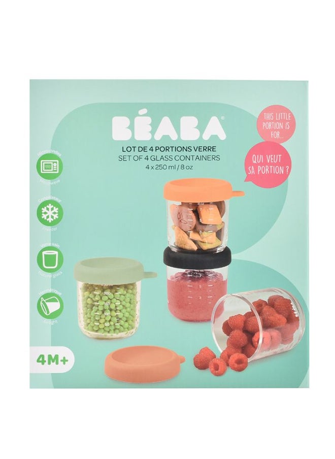 BEABA Set Of 4 Glass Baby Food Storage Jars, Sunrise, 250 ML  - Image 5