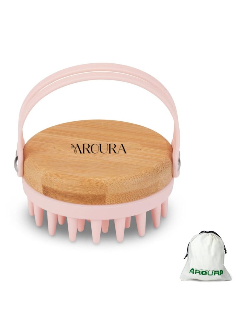Premium Scalp Massaging Shampoo Brush for Hair Growth – Soft Silicone Exfoliating Bristles with Bamboo Handle Scalp Scrubber 1 Piece