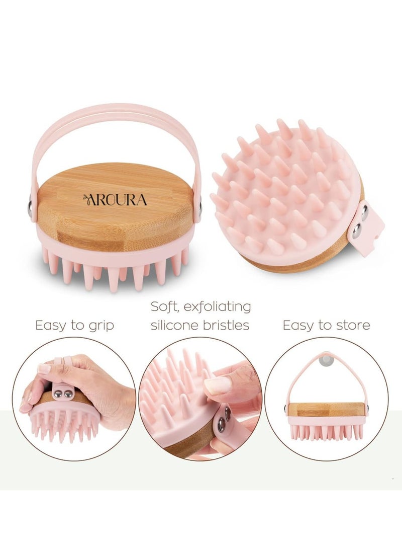 Premium Scalp Massaging Shampoo Brush for Hair Growth – Soft Silicone Exfoliating Bristles with Bamboo Handle Scalp Scrubber 1 Piece
