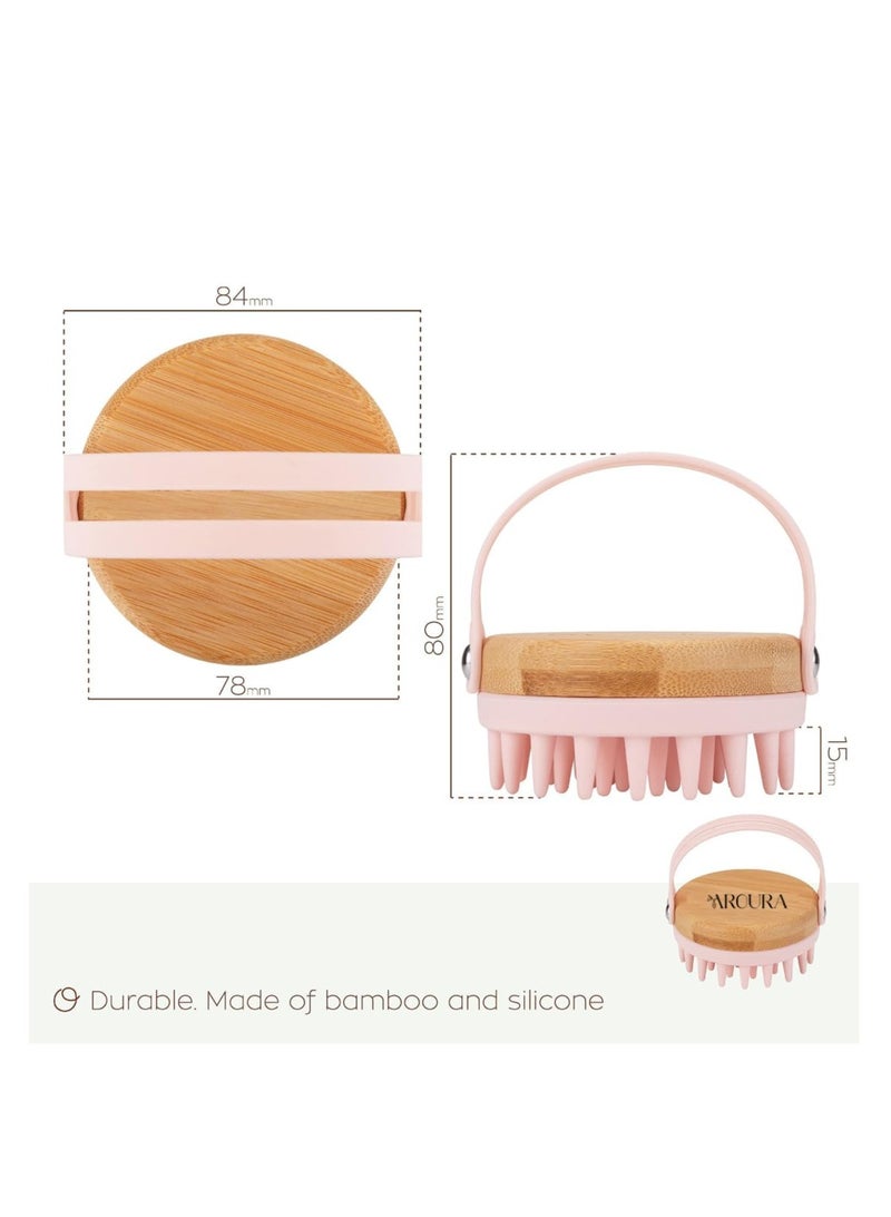 Premium Scalp Massaging Shampoo Brush for Hair Growth – Soft Silicone Exfoliating Bristles with Bamboo Handle Scalp Scrubber 1 Piece