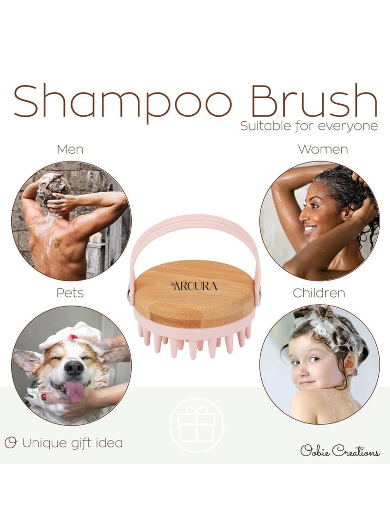 Premium Scalp Massaging Shampoo Brush for Hair Growth – Soft Silicone Exfoliating Bristles with Bamboo Handle Scalp Scrubber 1 Piece