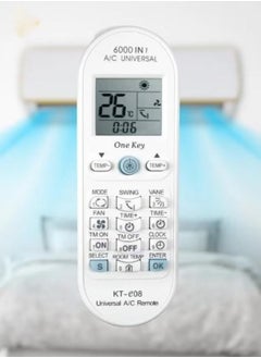 Universal Air Conditioner Remote Control for Toshiba, Panasonic, Sanyo, Fujitsu & More – KT-E08 6000-in-1 One Key Series, Compatible with Most A/C Brands