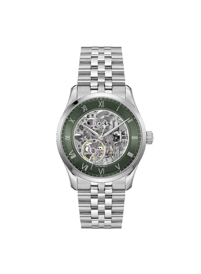 HUGO BOSS BOSS Principle Skeleton Men's Automatic Watch with Green Dial and Stainless Steel Bracelet - 1514236 - Image 2