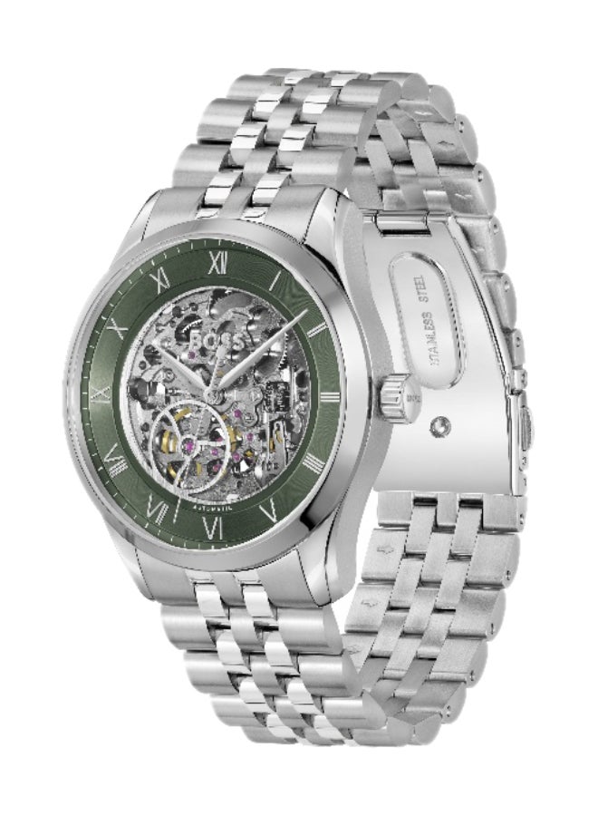 HUGO BOSS BOSS Principle Skeleton Men's Automatic Watch with Green Dial and Stainless Steel Bracelet - 1514236 - Image 1