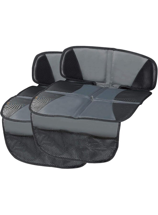 Dear Auto Kaiphy Car Seat Protector - Seat Protection Mat - Thick Padding - Durable, Waterproof Fabric, Leather Reinforced Corners & 3 Pockets for Handy Storage (2 Pack) Gray - Image 1