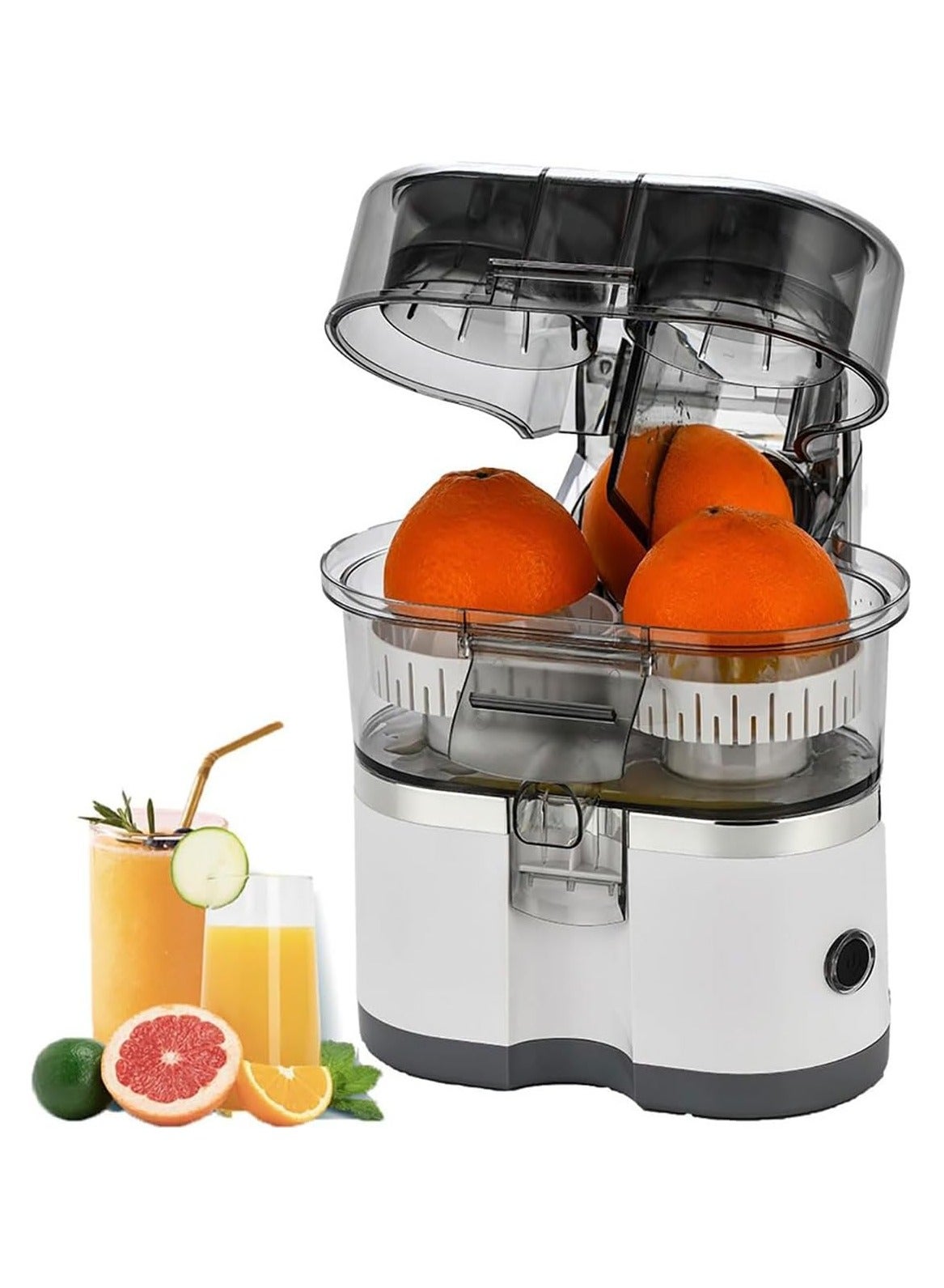 Hands-Free Dual-Head Electric Citrus Juicer, Rechargeable Citrus Squeezer, Portable Orange Juicer with USB, Squeezer for Lemon, Orange, Citrus, Grapefruit, Apple, Easy to Clean and Use