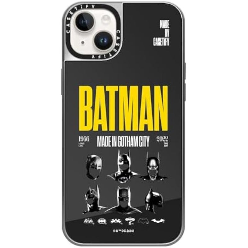Casetify Mirror iPhone 14 Plus Case 【Batman Co-lab / 4.9ft Drop Protection/Compatible with Magsafe】 - Made in Gotham City - Silver on Silver - Image 1
