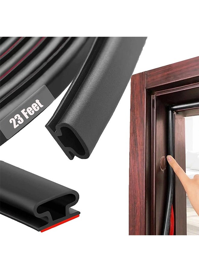 Generic 23 Feet Black Rubber Weather Stripping Door Seal Strip, D Shape Door Rubber Weather Seal Strip, Self-Adhesive Door Weatherstripping Soundproofing Door Seal Strip for Windows  - Image 1