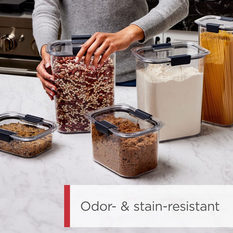 Rubbermaid Brilliance BPA-Free Food Storage Containers with Lids Airtight Kitchen and Pantry Organization Set Includes 3 Containers and Scoops Clear 16 cups - Image 5