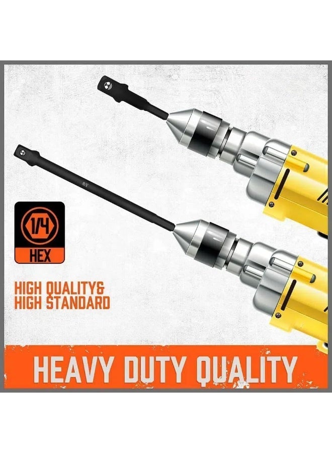 9-Piece Socket Adapter Extension Kit, 1/4, 3/8, 1/2 Inch Drive, 1/4 Inch Hex Shank, Impact Grade Extension Bits with Holder for Drills and Impact Drivers - Image 4