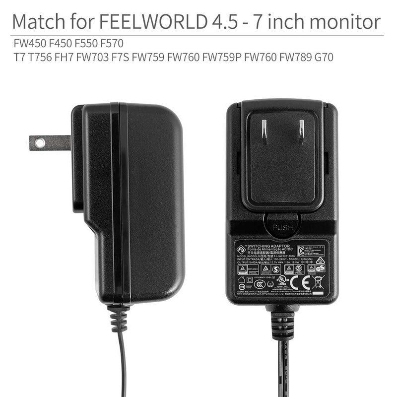 Feelworld DC 12V 1.5A Switching Power Supply Home Power Adapter for 100V - 240V AC 50/60Hz for Feelworld Monitor (Black) - Image 4