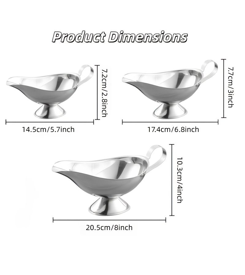 5 Amps Stainless Steel Sauce Boat For Condiments Steak Pepper BBQ Wedding Party Restaurant Hotel Kitchen Home Use Gravy Boat - Image 3
