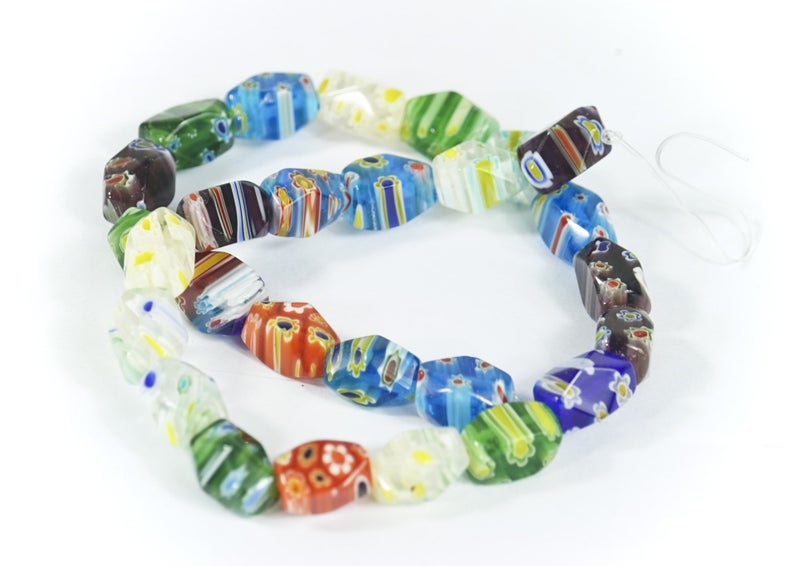 ALL in ONE Millefiori Lampwork Glass Beads for Jewelry Making DIY (14x9mm Irregular Oval) - Image 1