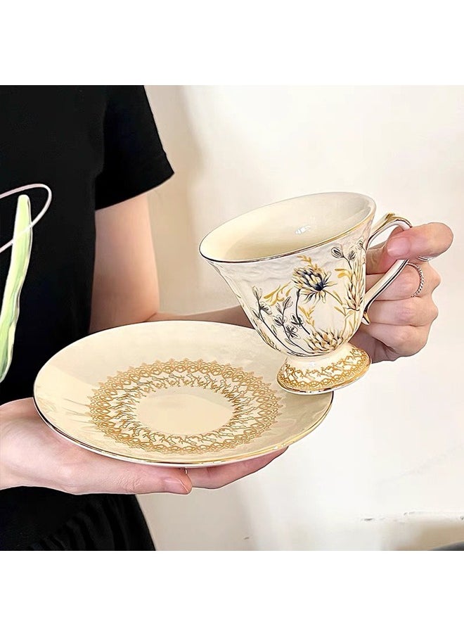 Generic Ceramic Espresso Cups, 1 Set Ceramic Espresso Cups and Saucers Vintage Flower Pattern Porcelain Cup and Saucer Sets European Style Retro Coffee Cup Set Ceramic Tea Cup for Coffee Tea  - Image 5