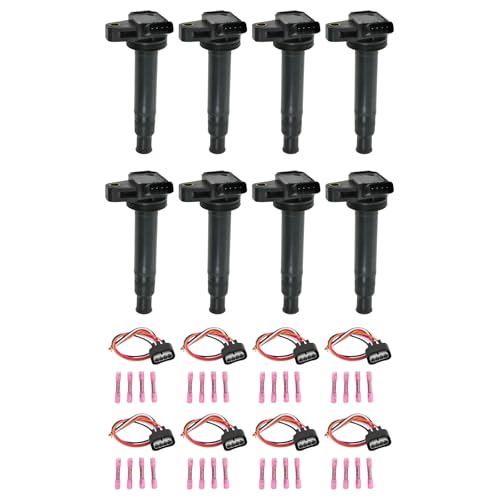 TRQ Ignition Coil Set Compatible with 2001-2007 Lexus GS430 2003-2009 GX470 2001-2006 LS430 1998-2007 LX470 2002-2010 SC430 Toyota 4Runner Land Cruiser 2001-2009 Sequoia 2000-2009 Tundra - Image 1
