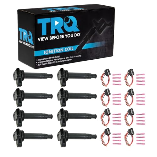 TRQ Ignition Coil Set Compatible with 2001-2007 Lexus GS430 2003-2009 GX470 2001-2006 LS430 1998-2007 LX470 2002-2010 SC430 Toyota 4Runner Land Cruiser 2001-2009 Sequoia 2000-2009 Tundra - Image 2