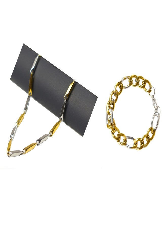 Pyengora Gold Chain Stylish Bracelt For Men, Boys, Combo Pack of 2 No,Stainless Steel Necklace, Birthday Gift For Husband, Boyfriend