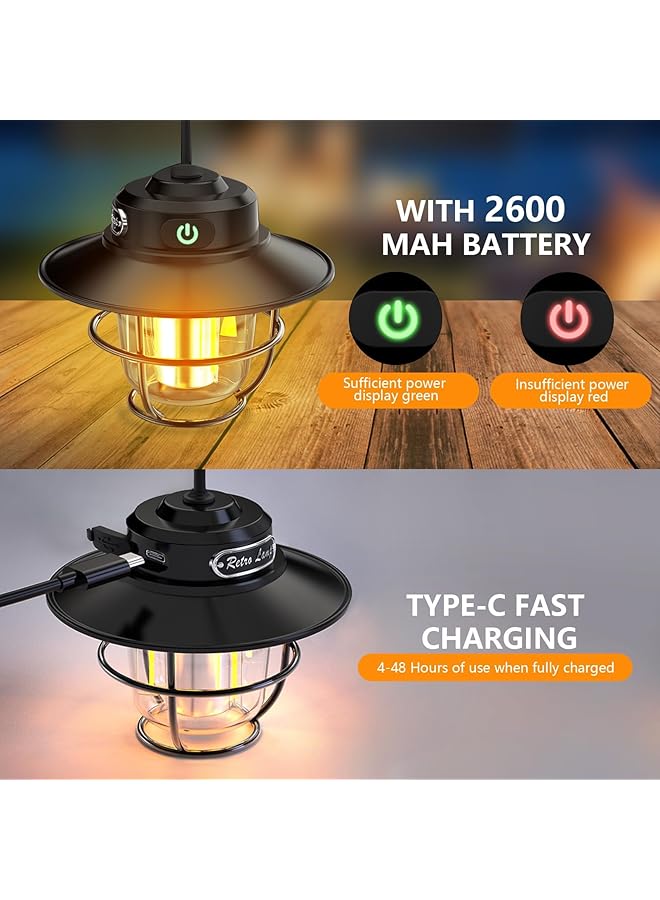 Excefore Camping Lantern Rechargeable Retro LED Light with Stepless Dimming Portable Waterproof 4 Light Modes 1000 Lumen 48 Hour Battery Life - Image 4