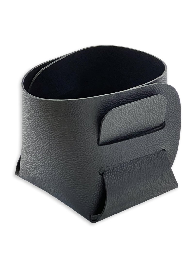 LeArt Leather Storage Basket – Bedside, Nightstand, Office Desk Organizer | Pantry Storage Organizer | Stationery Organizer | Storage Bin for Home (Black Large) - Image 1