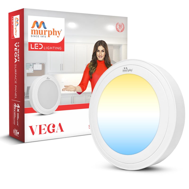 Murphy aluminium 15W Vega 3-in-1 Round LED Panel Color Changing Surface Light (Cool White/Warm White/Natural White, Pack of 1) - Image 2