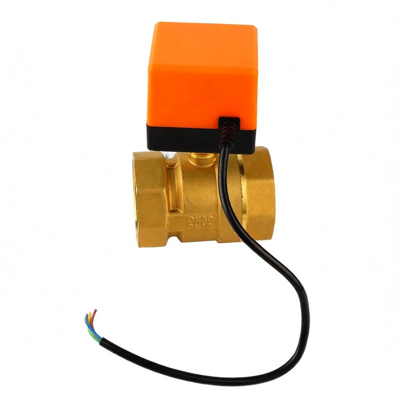 AC 220V G2 DN50 2-Way 3-Wire 2-Point Control Brass Electrical Motorized Ball Valve - Image 3