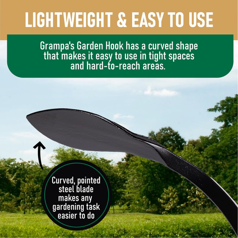 Grampa's Gardenware Co. Grampa's Garden Hook - Weed Puller Tool & Gardening Hand Cultivator - Versatile Tool That Functions as a Cultivator, Hand Tiller, Weeder, & Edging Tool - Lightweight & Durable to Use - Image 4