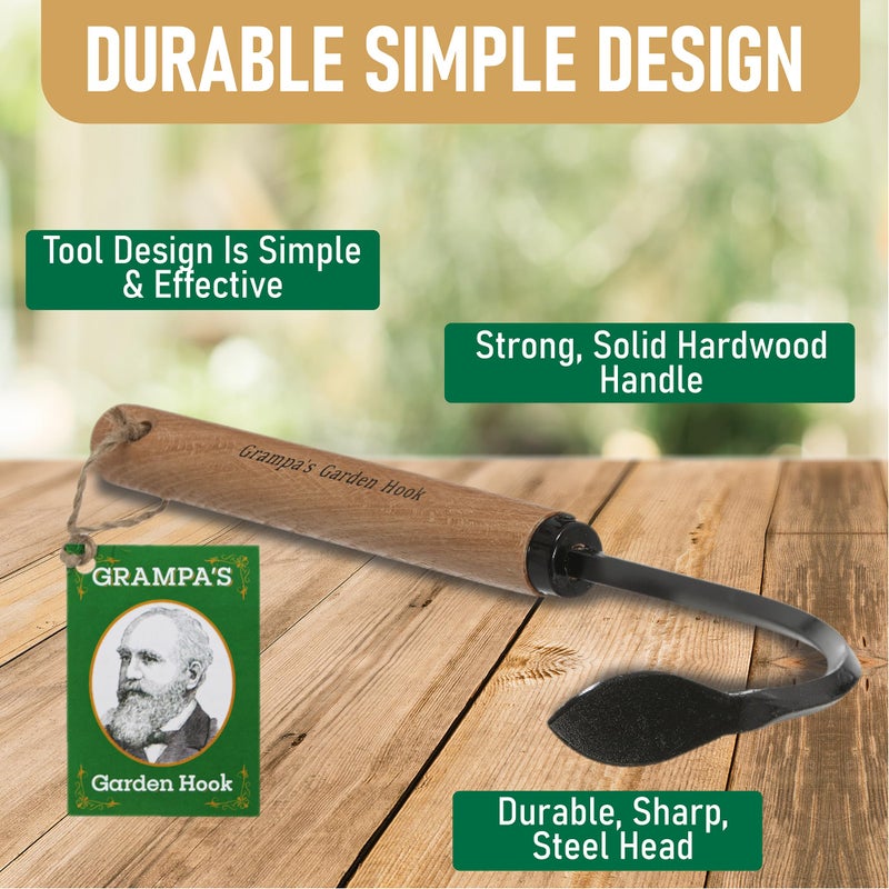 Grampa's Gardenware Co. Grampa's Garden Hook - Weed Puller Tool & Gardening Hand Cultivator - Versatile Tool That Functions as a Cultivator, Hand Tiller, Weeder, & Edging Tool - Lightweight & Durable to Use - Image 5