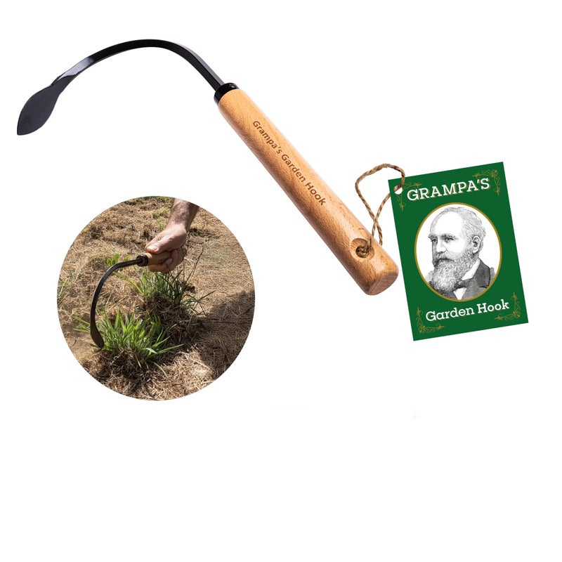 Grampa's Gardenware Co. Grampa's Garden Hook - Weed Puller Tool & Gardening Hand Cultivator - Versatile Tool That Functions as a Cultivator, Hand Tiller, Weeder, & Edging Tool - Lightweight & Durable to Use - Image 1