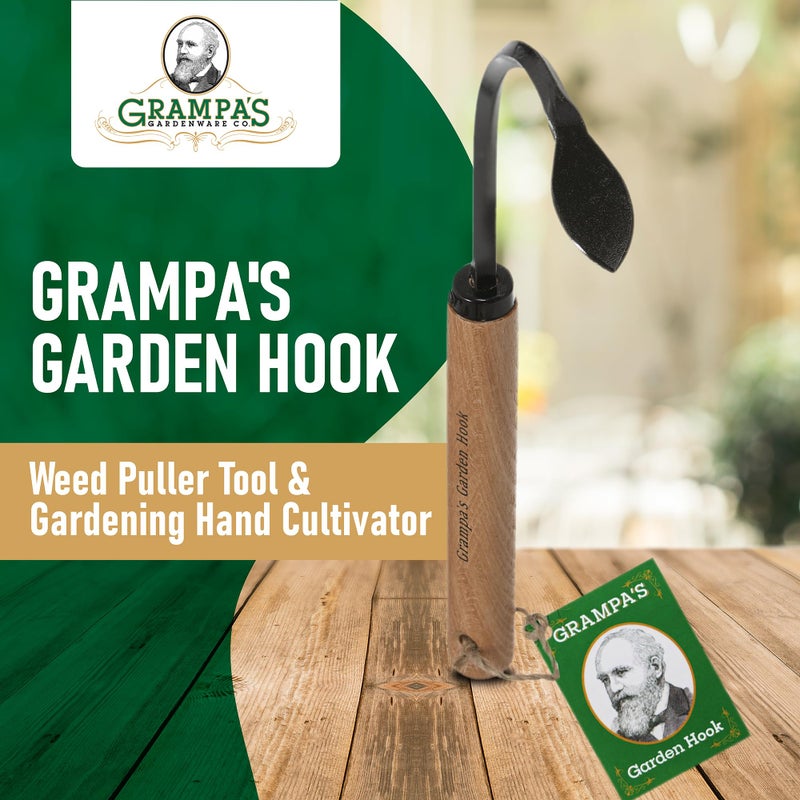 Grampa's Gardenware Co. Grampa's Garden Hook - Weed Puller Tool & Gardening Hand Cultivator - Versatile Tool That Functions as a Cultivator, Hand Tiller, Weeder, & Edging Tool - Lightweight & Durable to Use - Image 2