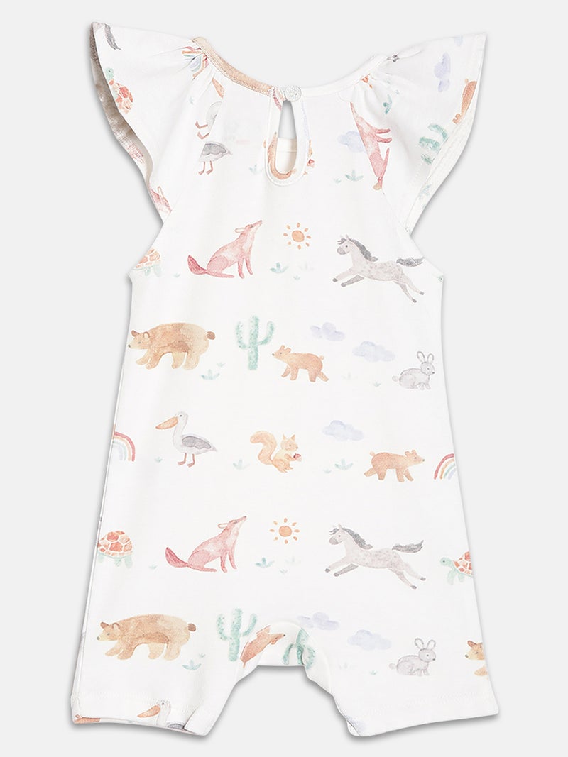 Broon Infant Girls White and Mustard Printed Organic Cotton Rompers Pack of 2 - Image 5