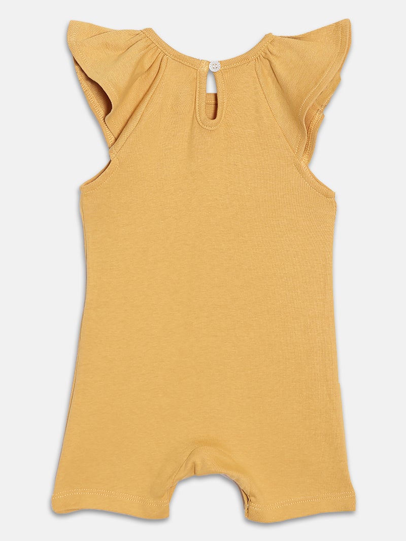 Broon Infant Girls White and Mustard Printed Organic Cotton Rompers Pack of 2 - Image 4