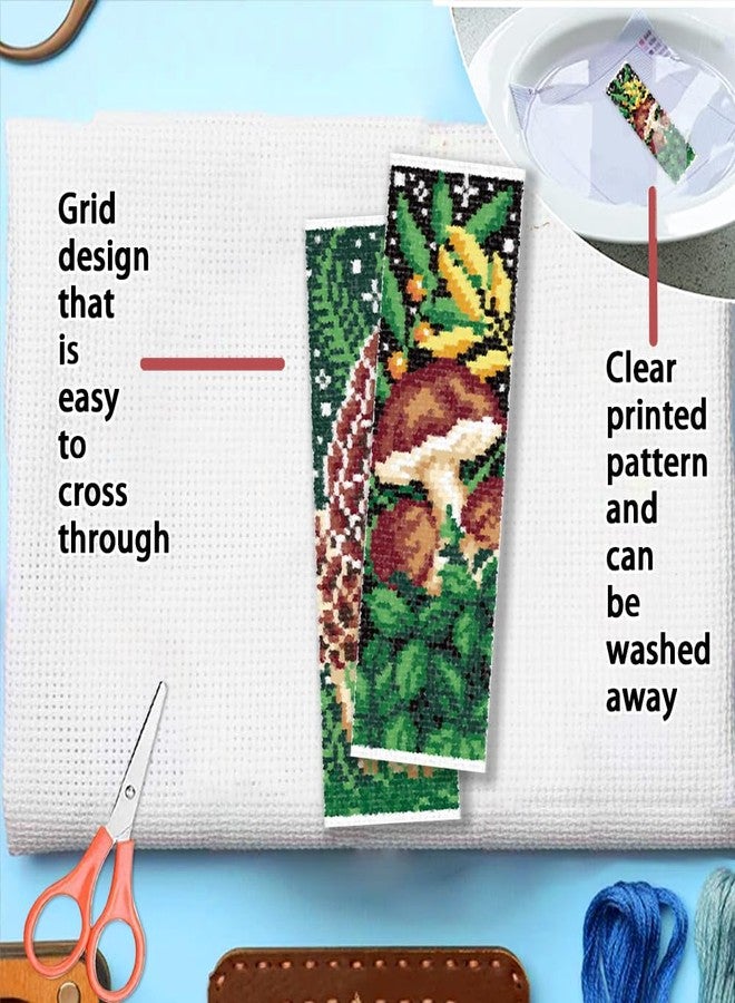 FREEBLOSS 6 Set Cross Stitch Bookmark Kit for Beginner Adults Mushroom Stamped Embroidery Bookmark Kits Cross Stitch Kits with Instruction Bookmarks Making Kit for Book Lovers 8x2.4in/22x8cm - Image 3