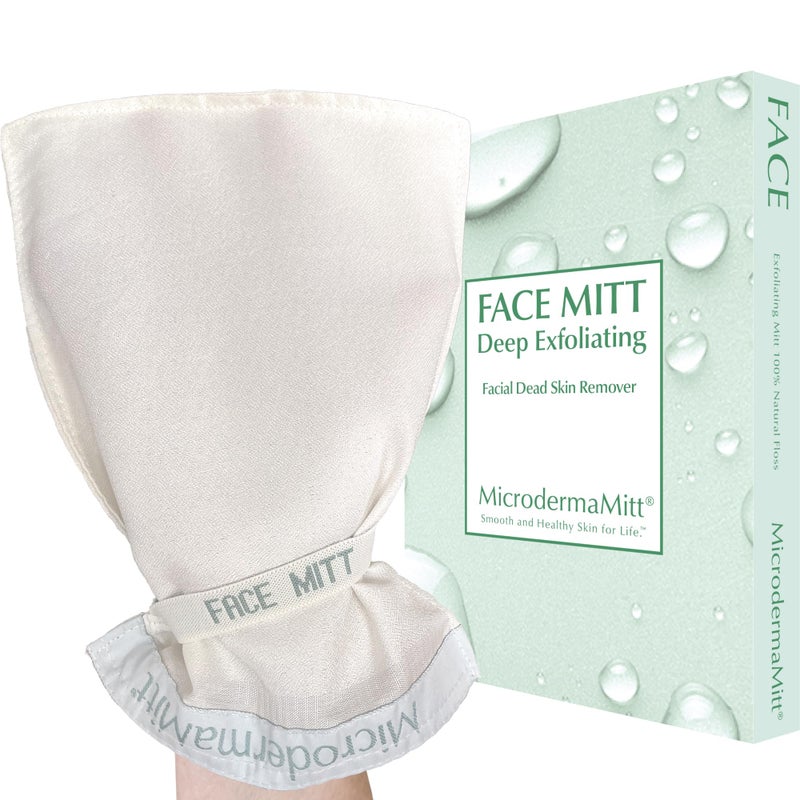 MicrodermaMitt Deep Exfoliating Mitt Scrub for Face, Lips & Neck - Dead Skin & Blackheads Remover - Gentle Facial Scrubber - Exfoliator Glove for Shower - Women Skin Care - Image 1