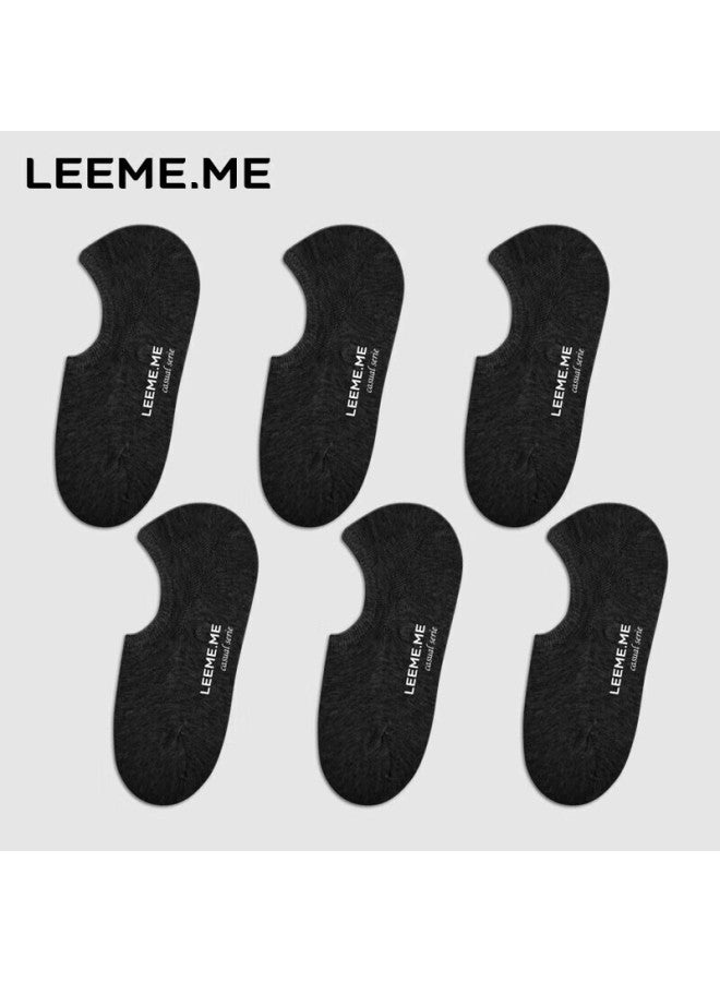 Leeme.me Grain Rice socks Men's Spring Men's Socks Breathable Boat Socks Non-slip Heelless Short Socks Men 6 Black - Image 1