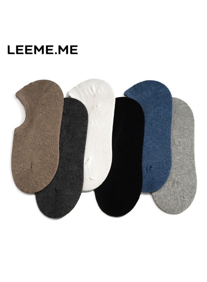 Leeme.me Grain Rice socks Men's Spring Men's Socks Breathable Boat Socks Non-slip Heelless Short Socks Men 6 Black - Image 3