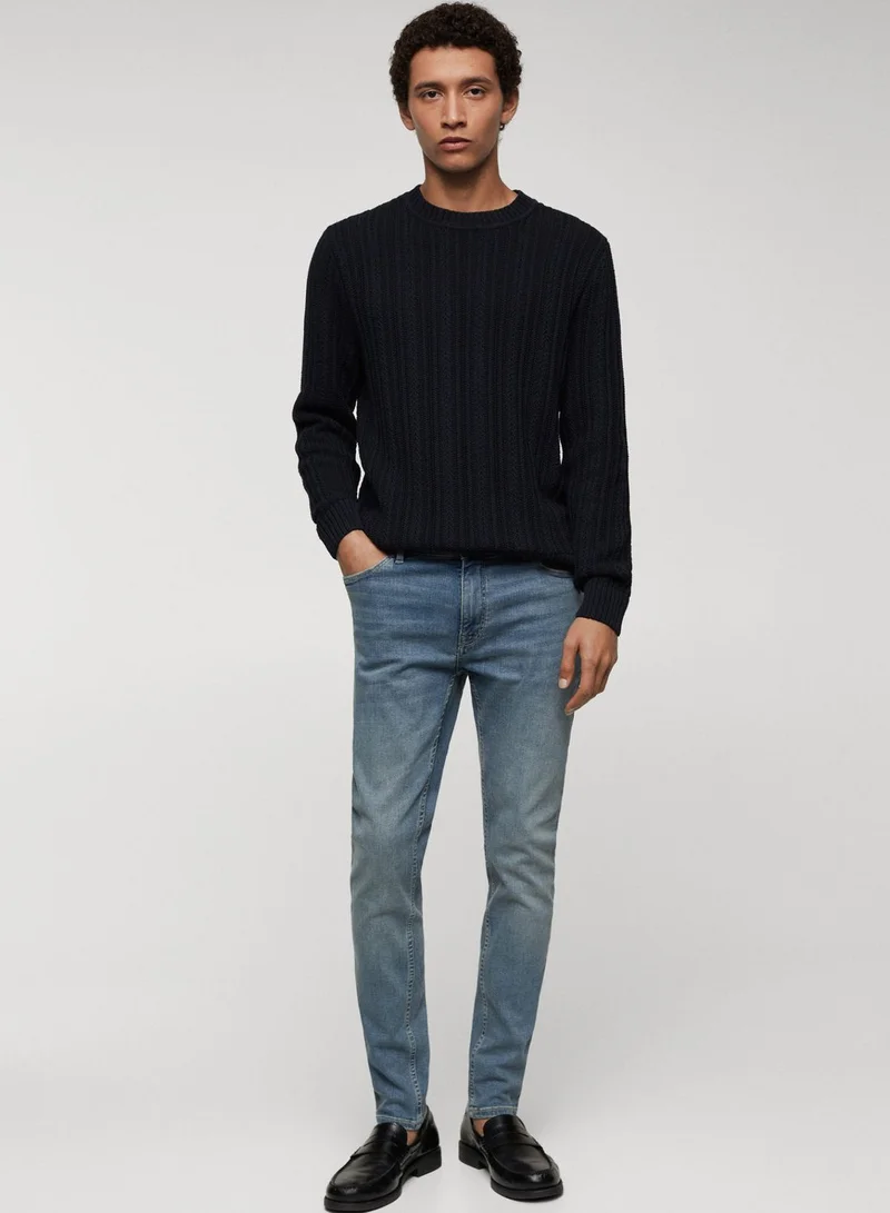 Mango Man Skinny Fit Mid Wash Jeans