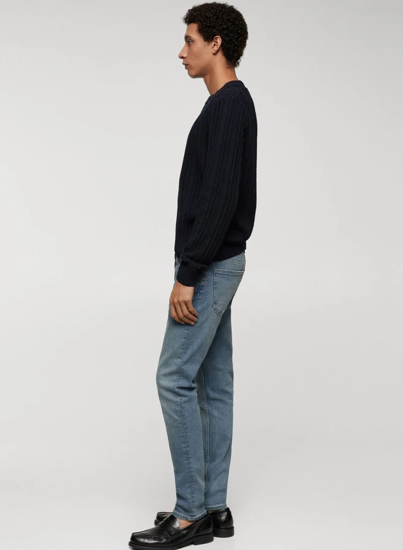 Mango Man Skinny Fit Mid Wash Jeans