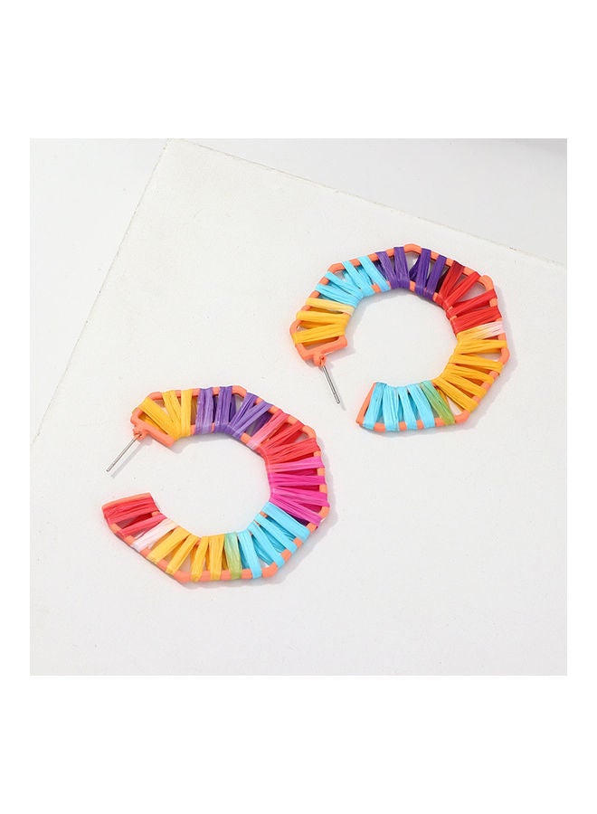 NIBEMINENT Elegant Colourblock Hoop Earrings - Image 1