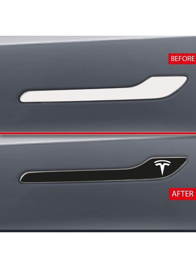 IPG for Tesla Model 3 / Model Y Door Handle Decal Sticker Wrap Kit (Set of 4) with Tesla Logo (Solid Black) - Image 3