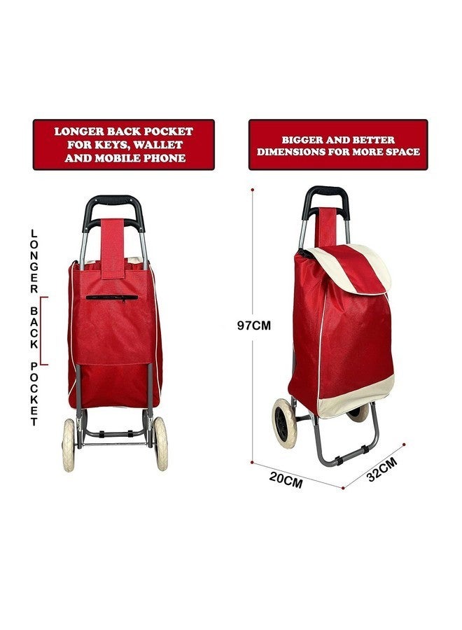 Whitecloud TRANSFORMING HOMES عربة تسوق قابلة للطي متعددة الاستخدامات من وايت كلاود مع حقيبة قابلة للإزالة للتسوق للبقالة والفواكه والخضروات (SD-1) (أحمر) - Image 5