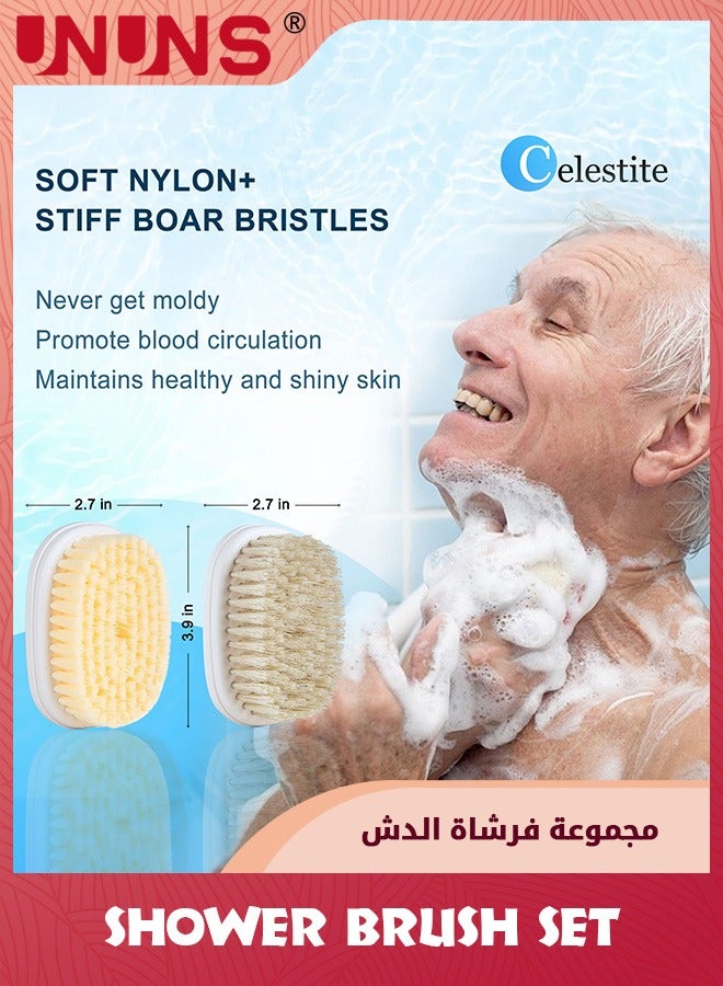 UNUNS Back Brush Long Handle For Shower,3 In 1 Use Back Scrubber With Soft,Stiff Bristle And Exfoliating Brush Head,18"Bath Washer Body Scrub Brushes For Use In Shower For Men,Women,Elderly - Image 5