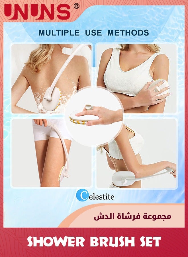 UNUNS Back Brush Long Handle For Shower,3 In 1 Use Back Scrubber With Soft,Stiff Bristle And Exfoliating Brush Head,18"Bath Washer Body Scrub Brushes For Use In Shower For Men,Women,Elderly - Image 4