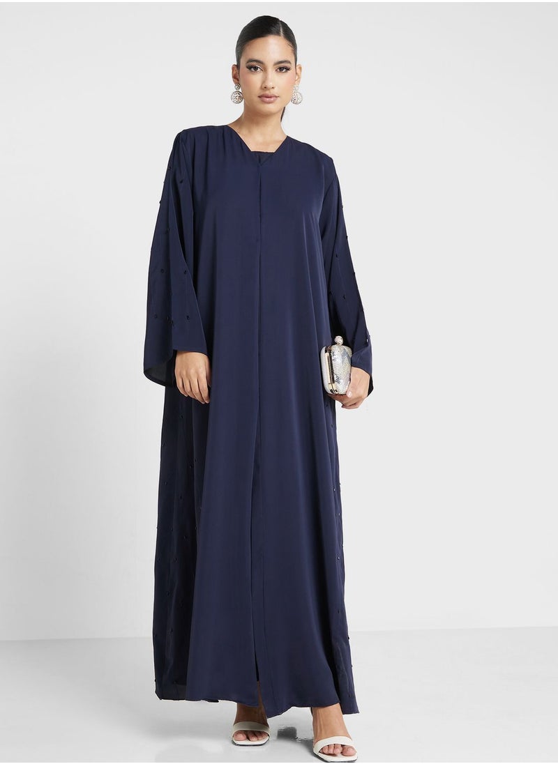 hayas closet - Embroidered V-Neck Abaya - Image 1