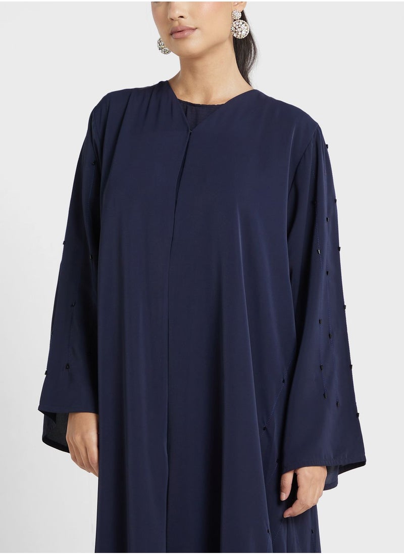 hayas closet - Embroidered V-Neck Abaya - Image 1