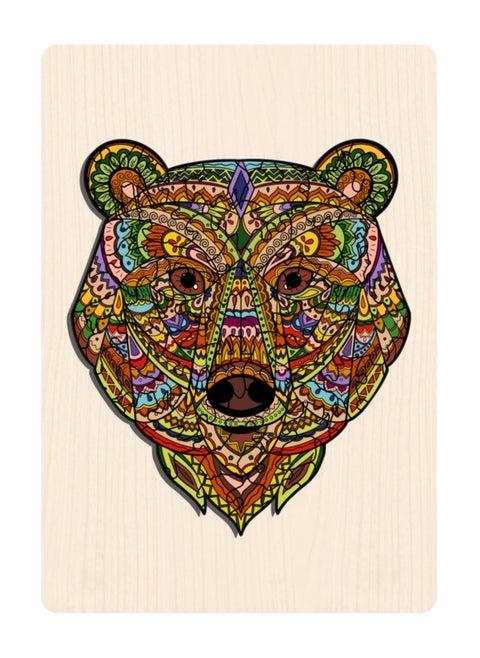 Wooden Puzzles Toys Colourful in a frame Bear with 102 puzzle elements for Children