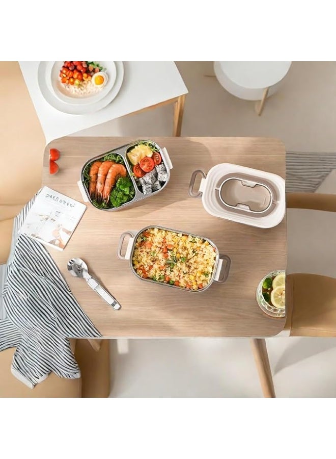 بايتوري علبة غداء بينتو كبيرة للبالغين (سعة 2.2 لتر) – حاوية طعام قابلة لإعادة الاستخدام مع حقيبة غداء وملعقة وشوكة، 3 أقسام – آمنة للاستخدام في الميكروويف وغسالة الصحون – مثالية للعمل أو المدرسة أو النزهات - Image 5