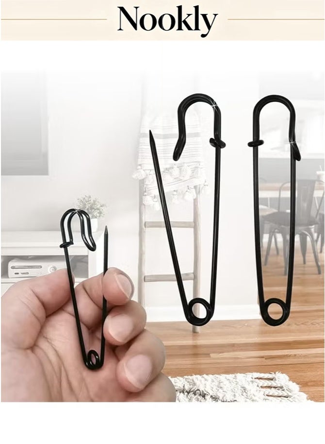 nookly 15 Pieces 3 Inch Large Safety Pins (Upgraded), Extra Large Durable Safety Pins for Clothes Leather Canvas Blankets Crafts Skirts Kilts, Glossy Black - Image 3