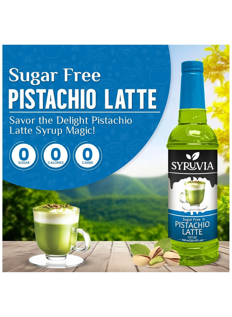 Syruvia Syruvia Sugar-Free Pistachio Latte Syrup - 750 ml . Premium Coffee Flavoring Syrup. 0 Calories, Kosher, and Gluten-Free. Perfect for Drinks, Sodas, Shakes, Desserts, and More.  - Image 3